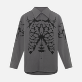 GRAY BONE PATTERN CANVAS SHIRT