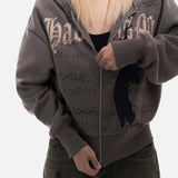 MUZIC PATCHES BOXY HOODIE ZIP