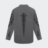 GRAY BONE PATTERN CANVAS SHIRT